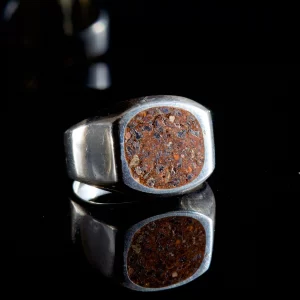 Ritual Ring Vacamuerta No.19 – Sterling Silver & Atacama Meteorite - Imagen 3